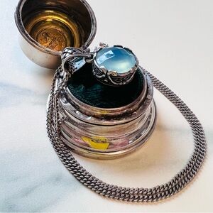 Luxe Chalcedony Gemstone 925 Sterling Silver 18k Gold Pendant Necklace